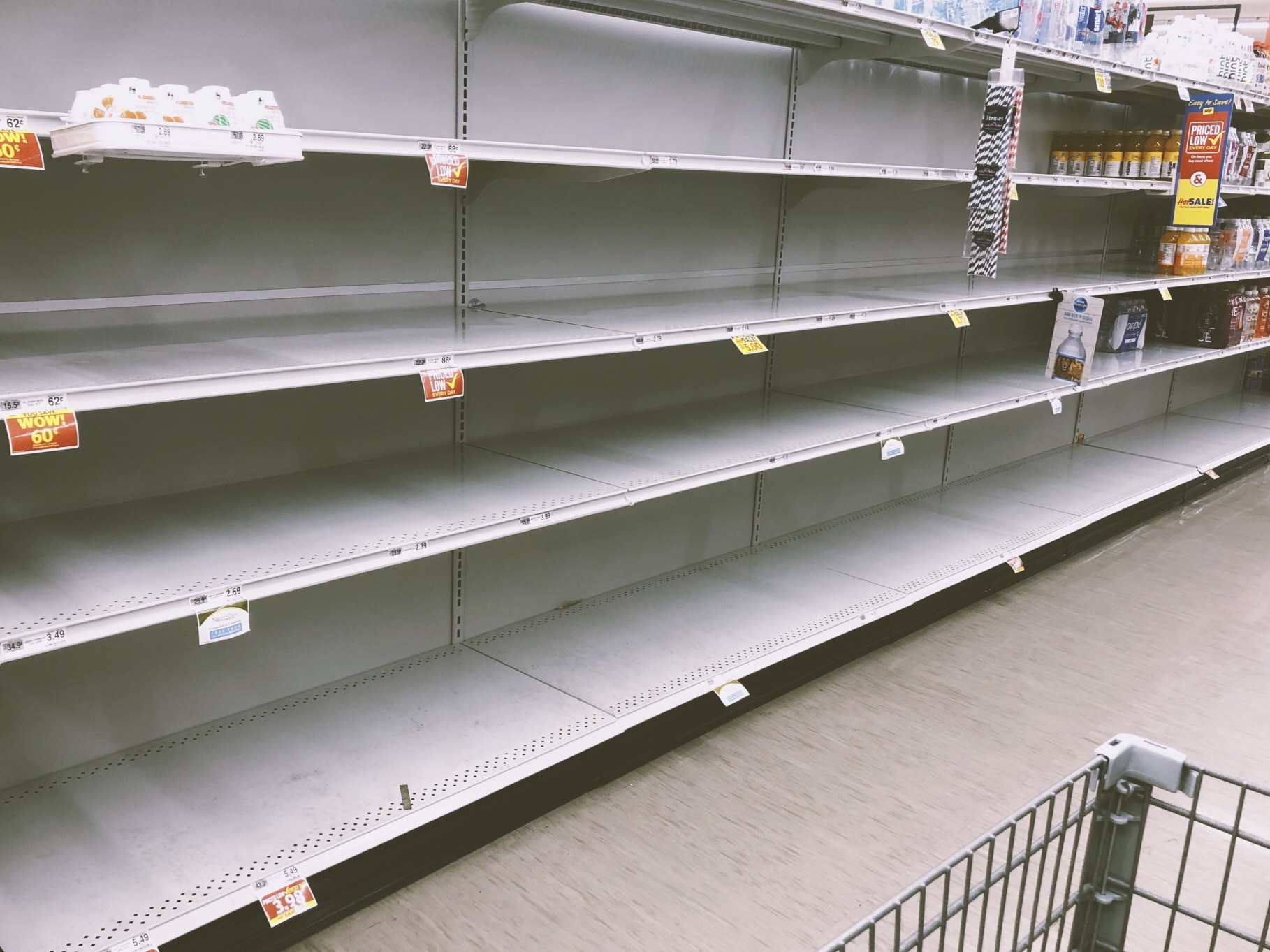 Empty shelves at store